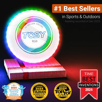 TOSY Flying Disc - 108 RGB Multicolor or 36 Monocolor LEDs, Super Bright, Smart Modes, Easter Basket Stuffers Gift, Camping Toy for Kid/Teen/Adult, Auto Light Up, Rechargeable, Waterproof, 175g Quick Pick Grocers