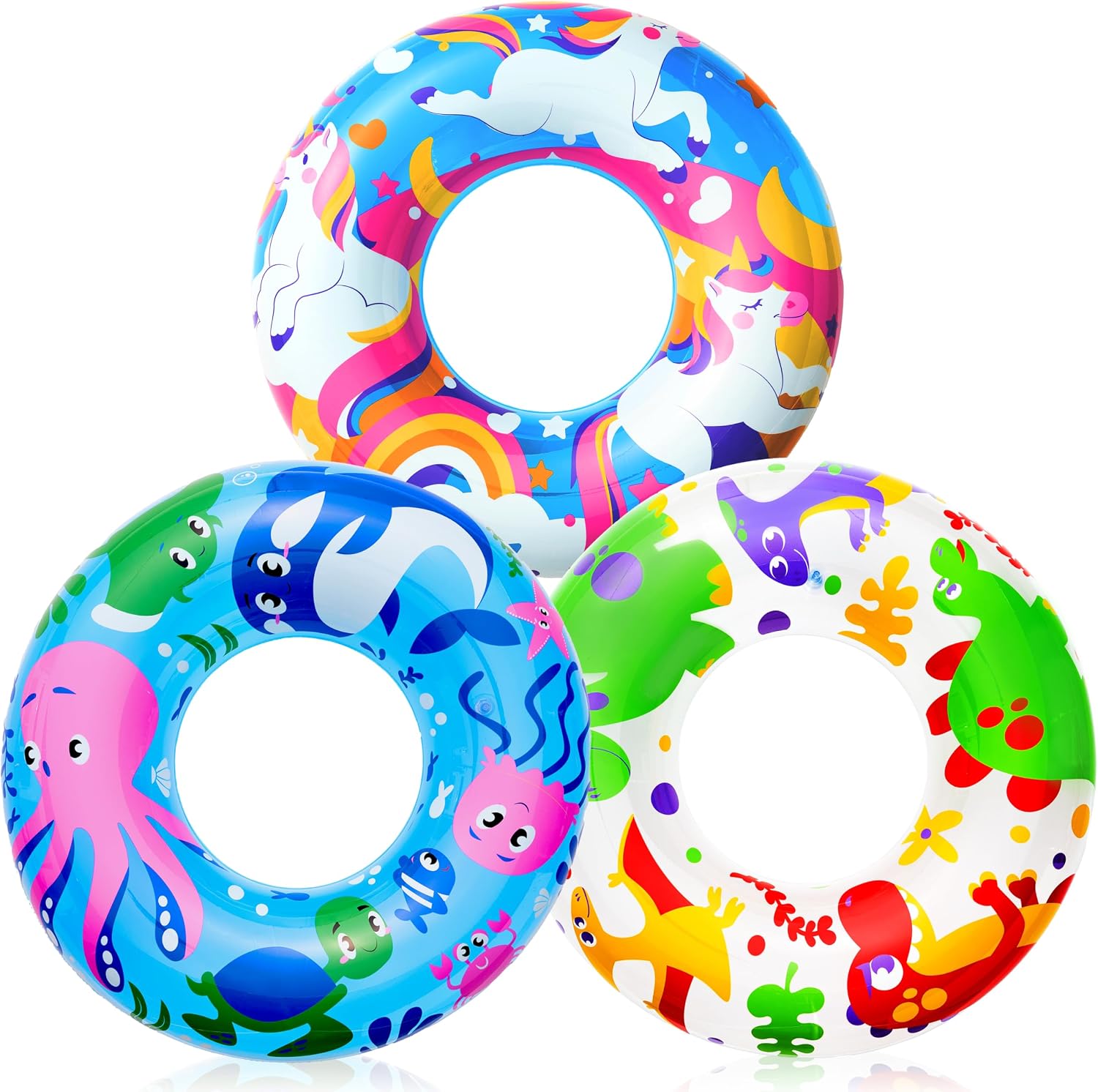JOYIN 3 Pack Pool Floats, Pool Tube for Kids Swim Rings Inflatable Tubes, Floatie Ring Water Toys for Swimming, Summer Beach Party Quick Pick Grocers