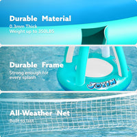 JOYIN Inflatable Pool Float Set Volleyball Net & Basketball Hoops, Balls Included for Kids and Adults Swimming Game Toy, Summer Floaties, Volleyball Court |Basketball Quick Pick Grocers