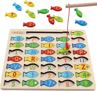 Magnetic Wooden Fishing Game Toy for Toddlers, Alphabet Fish Catching Counting Games Puzzle with Numbers and Letters, Preschool Learning ABC Math Educational Toys 3 4 5 Years Old Girl Boy Kids Quick Pick Grocers