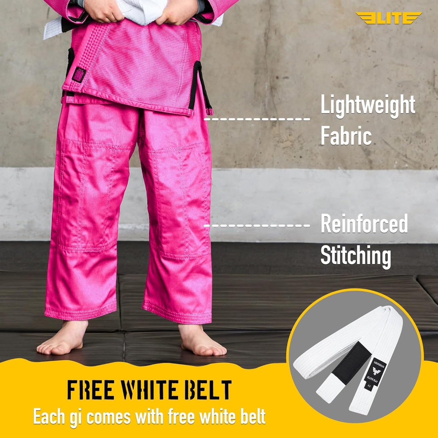 Elite Sports IBJJF Ultra Light BJJ Brazilian Jiu Jitsu Gi for Kids with Preshrunk Fabric and Free Belt Quick Pick Grocers