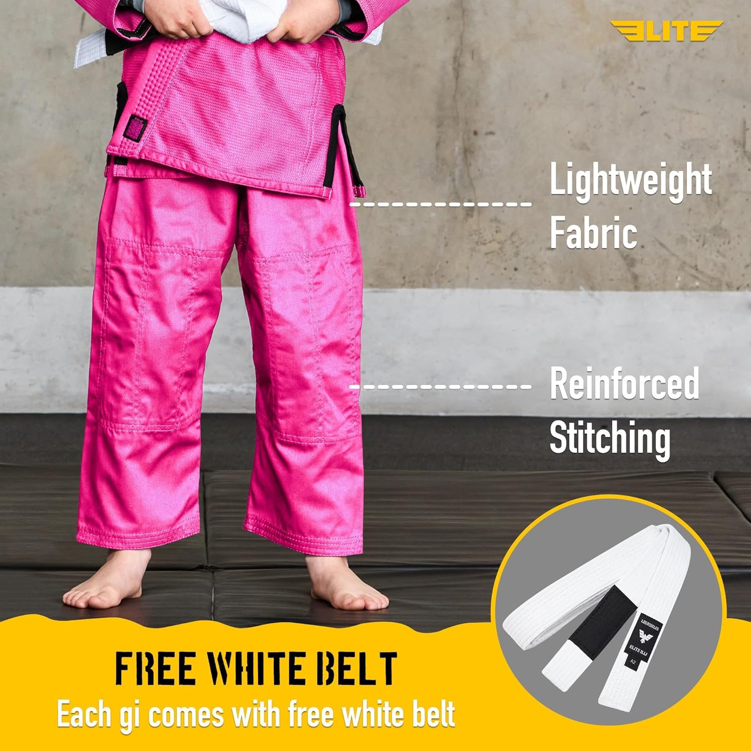 Elite Sports IBJJF Ultra Light BJJ Brazilian Jiu Jitsu Gi for Kids with Preshrunk Fabric and Free Belt Quick Pick Grocers