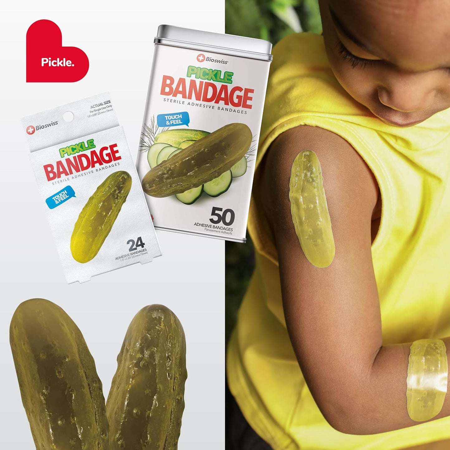 BioSwiss Bandages, Pickle Shaped Self Adhesive Bandage Set, Latex Free, Sterile Wound Care Quick Pick Grocers