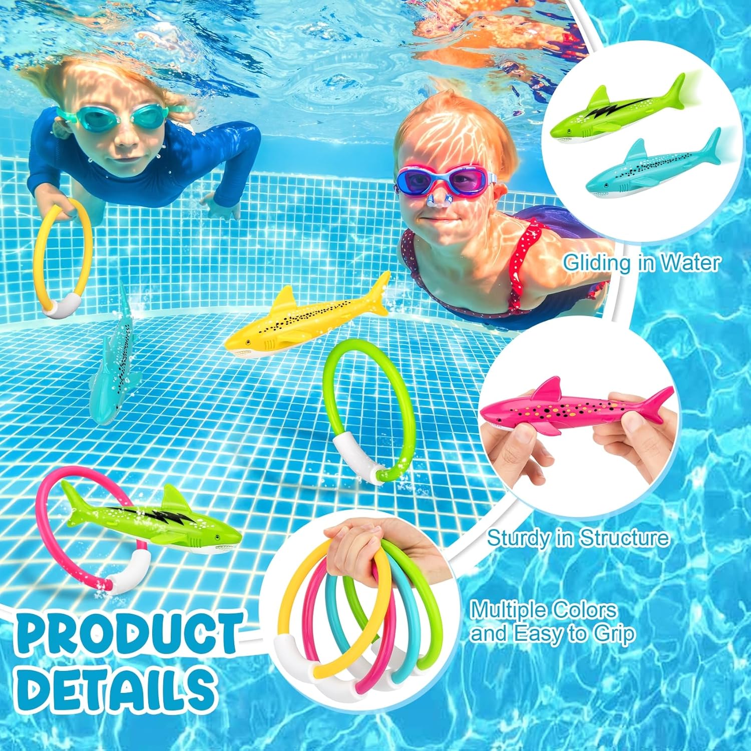 Korlon Tec Underwater Pool Toys for Kids Ages 4-8 8-12, Summer Training Swim Pool Diving Toys Set for Fun Water Games Quick Pick Grocers