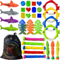 Jasonwell Pool Diving Toys Games - Swimming Pool Toys with Dive Sticks and Rings Underwater Treasures Torpedo Bandits Fish Toy etc Fun Water Swim Toy for Boys Girls Adults Kids Teens Quick Pick Grocers