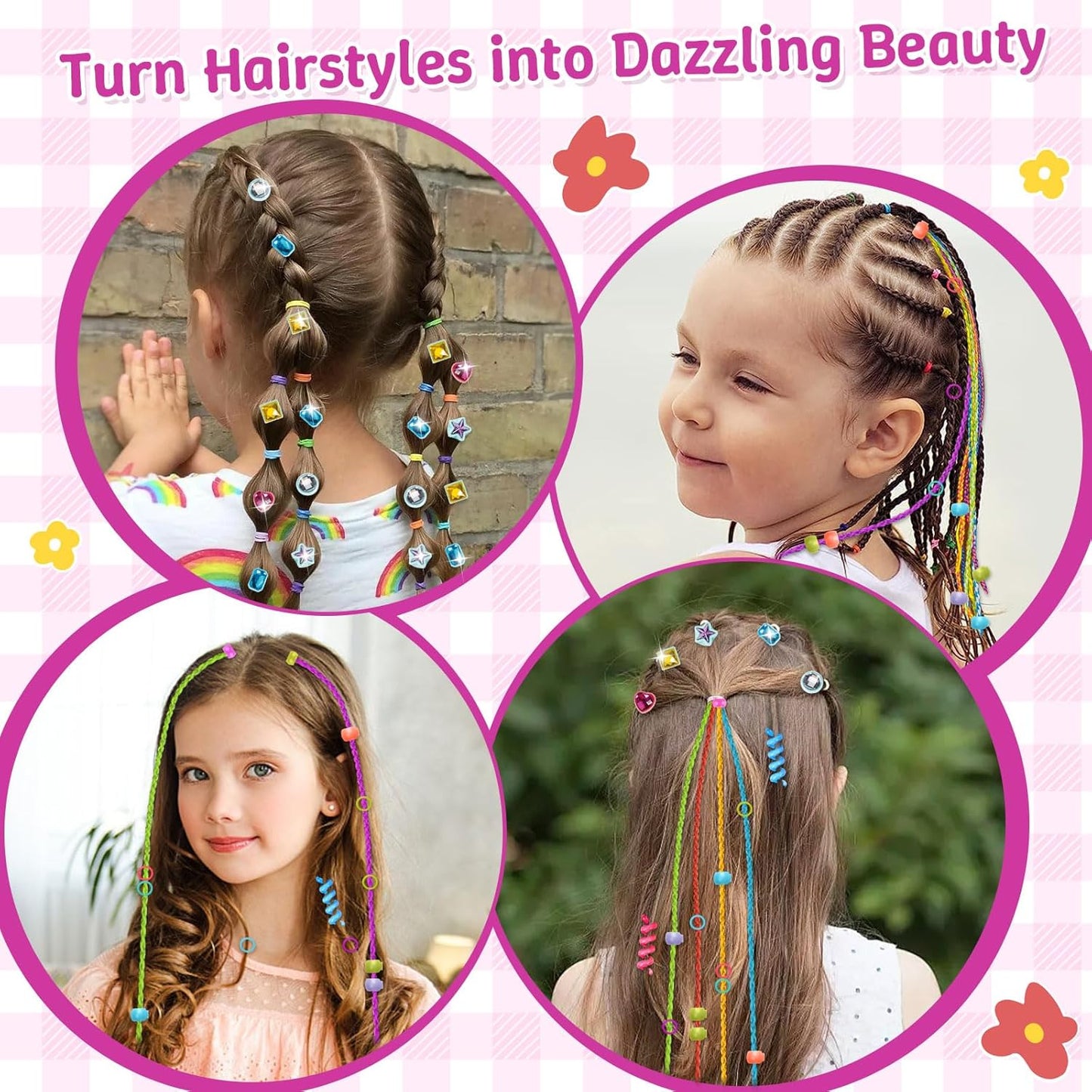DIY Hair Salon Toys for Girls, Hair Gem Stamper Kit And Hair Rope Braider, Bling Hair Jewels Styling Tool with Glitter Diamonds Comb Beads Accessories Christmas Birthday Gifts for Girl 3 4 5 6 7 8-12 Quick Pick Grocers