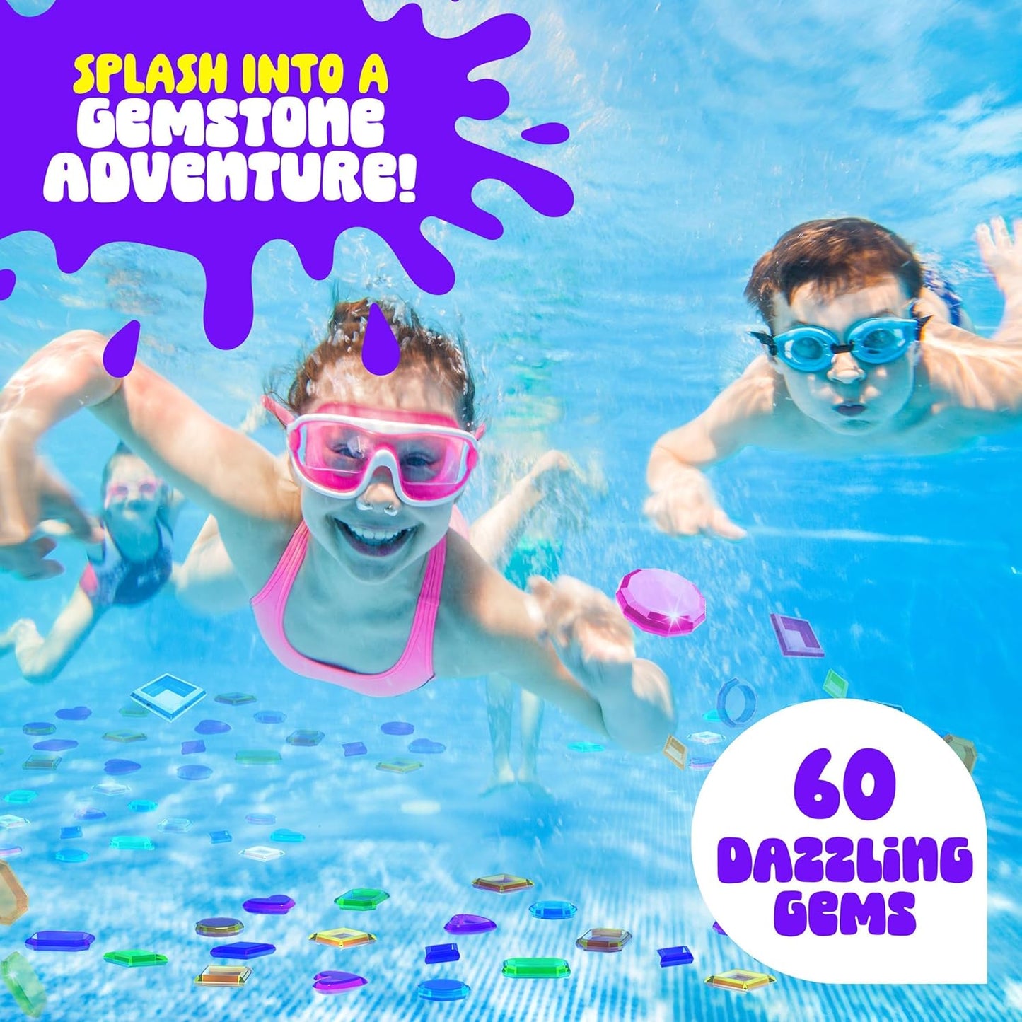 Dan&Darci Pool Gem Hunt Diving Game for Kids - Pools Toys for Kid Ages 6 7 8 9 10 11 12 Year Old - Water Games Swimming Dive Toy - Gifts for Girls, Boy Ages 6-8, 8-12, Summer Fun Quick Pick Grocers