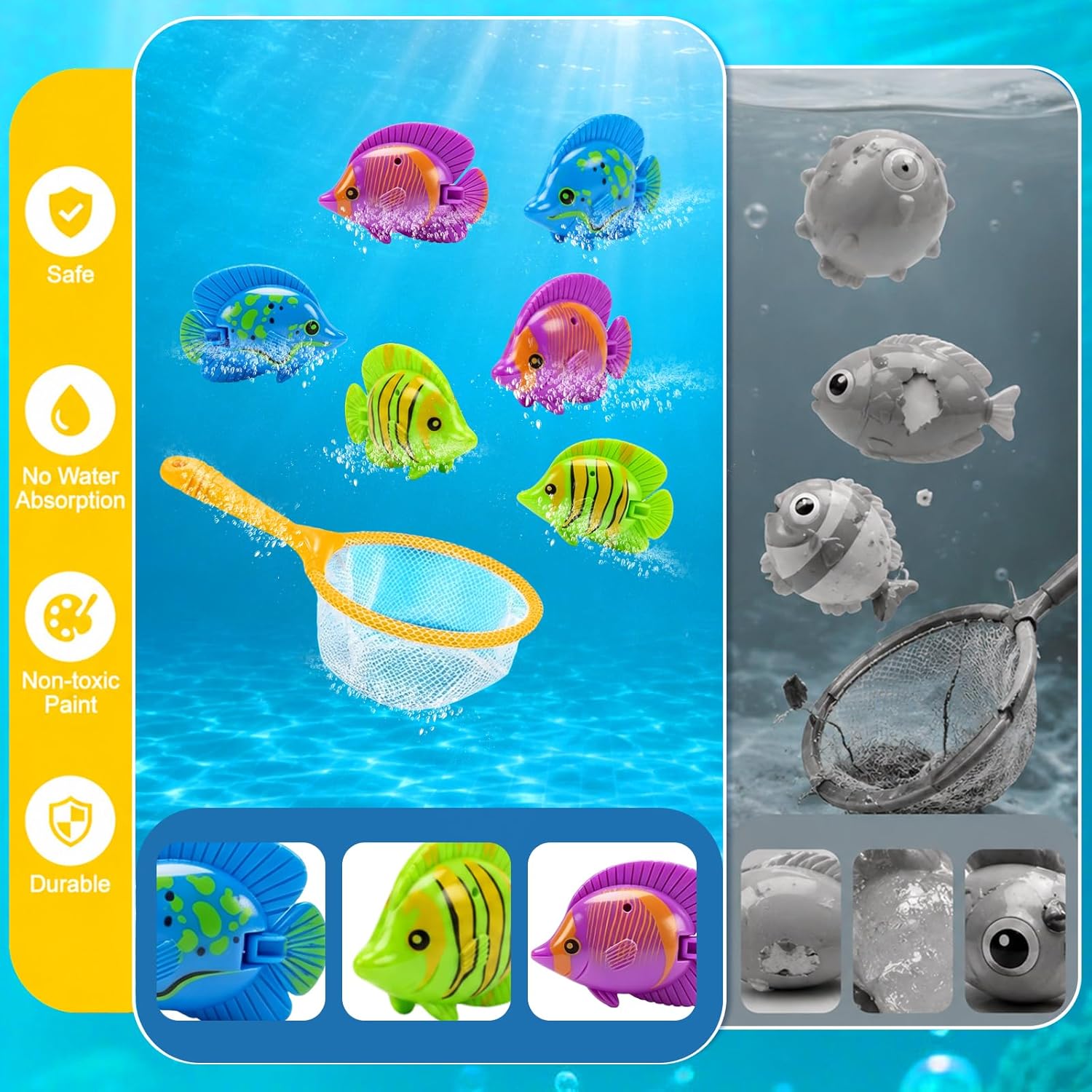 Diving Pool Toys, Bath Toys Set for Kids Shower Ages 3-12, Beach Essentials Water Toy Pool Games Summer Swim Water Dive Sinking Mermaid Toys Quick Pick Grocers