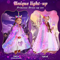 Fedio Princess Dress up for Girls,Unicorn Light up Princess Cape Set,Light up Princess Dress with Unicorn Toys for Girls 3-8 Quick Pick Grocers