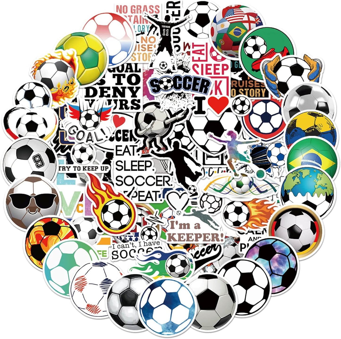 100PCS Soccer Stickers for Boys Girls Kids Teens, Vinyl Waterproof Soccer Stickers for Water Bottles, Laptops, Goodie Bag Stuffers, 2026 Soccer World Cup Party Favors Quick Pick Grocers