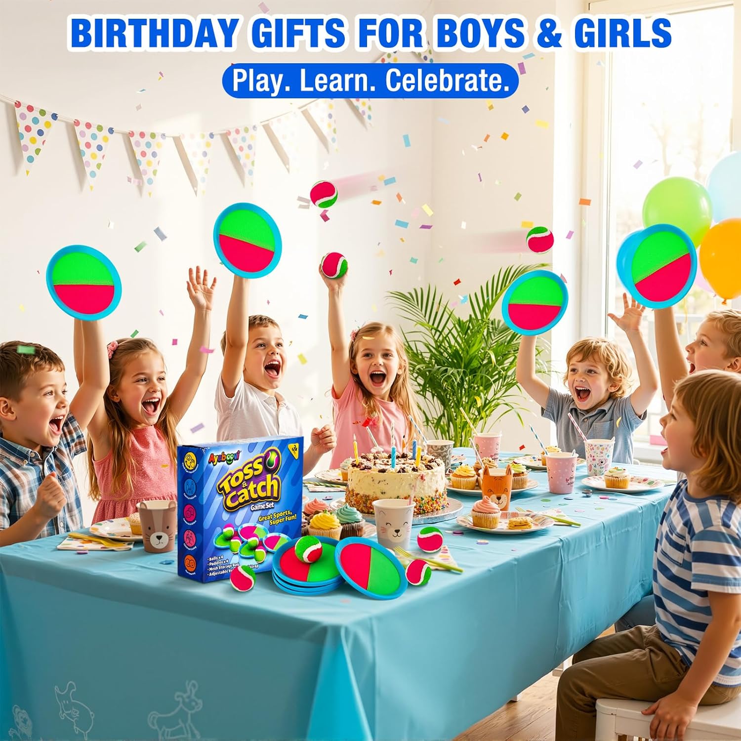 Ayeboovi Toss and Catch Ball Outdoor Beach Pool Toys for 3 4 5 6 7 8 Year Old Boys Girls Birthday Gifts Easter Basket Stuffers Outside Yard Games for Kids and Family Activities Quick Pick Grocers