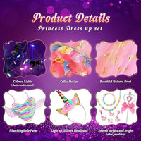 Fedio Princess Dress up for Girls,Unicorn Light up Princess Cape Set,Light up Princess Dress with Unicorn Toys for Girls 3-8 Quick Pick Grocers