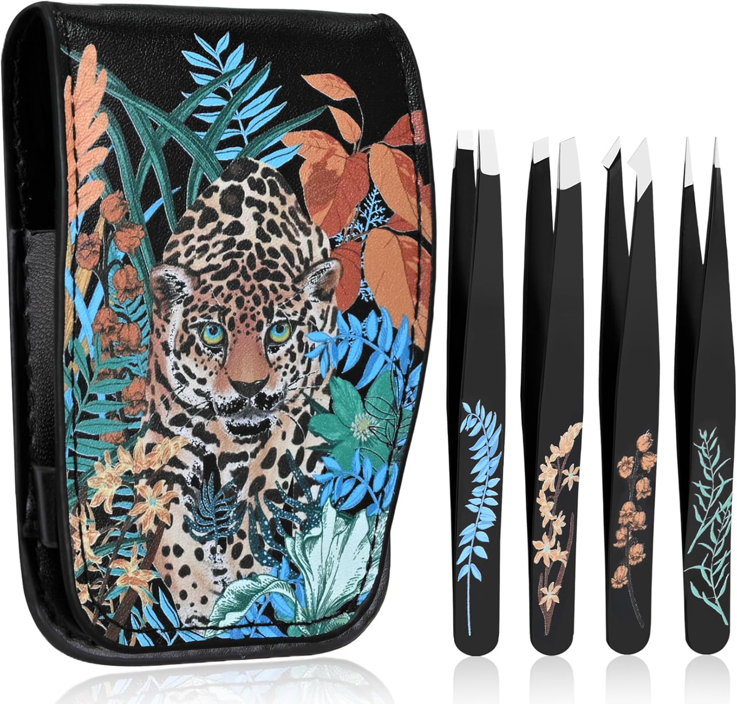 Personalized Tweezers Set for Women Facial Hair in Floral Travel Case, Small Self Care Inspirational Easter Gifts for Her Friend, Eyebrow Ingrown Hair Splinter Removal Grooming Kit Quick Pick Grocers
