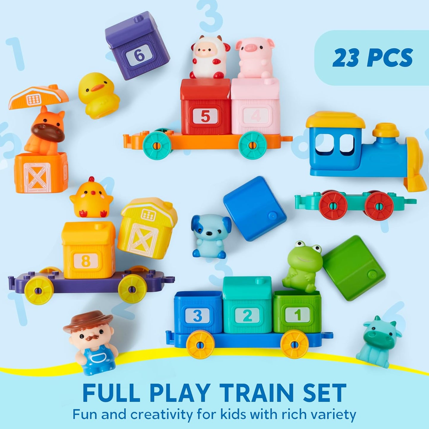 Play-Act Learning Toy for Toddlers 1 2 3 Years Old, Counting, Matching & Sorting Montessori Learning Farm Train Including 9 Farm Animals, Birthday Gift for Baby Boys Girls Quick Pick Grocers