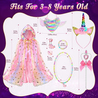 Fedio Princess Dress up for Girls,Unicorn Light up Princess Cape Set,Light up Princess Dress with Unicorn Toys for Girls 3-8 Quick Pick Grocers