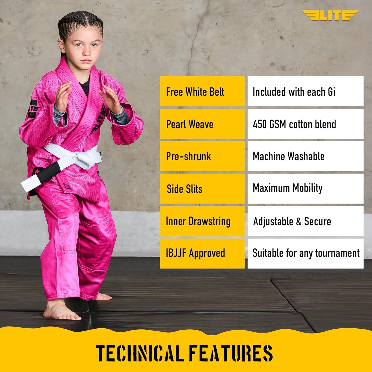 Elite Sports IBJJF Ultra Light BJJ Brazilian Jiu Jitsu Gi for Kids with Preshrunk Fabric and Free Belt Quick Pick Grocers