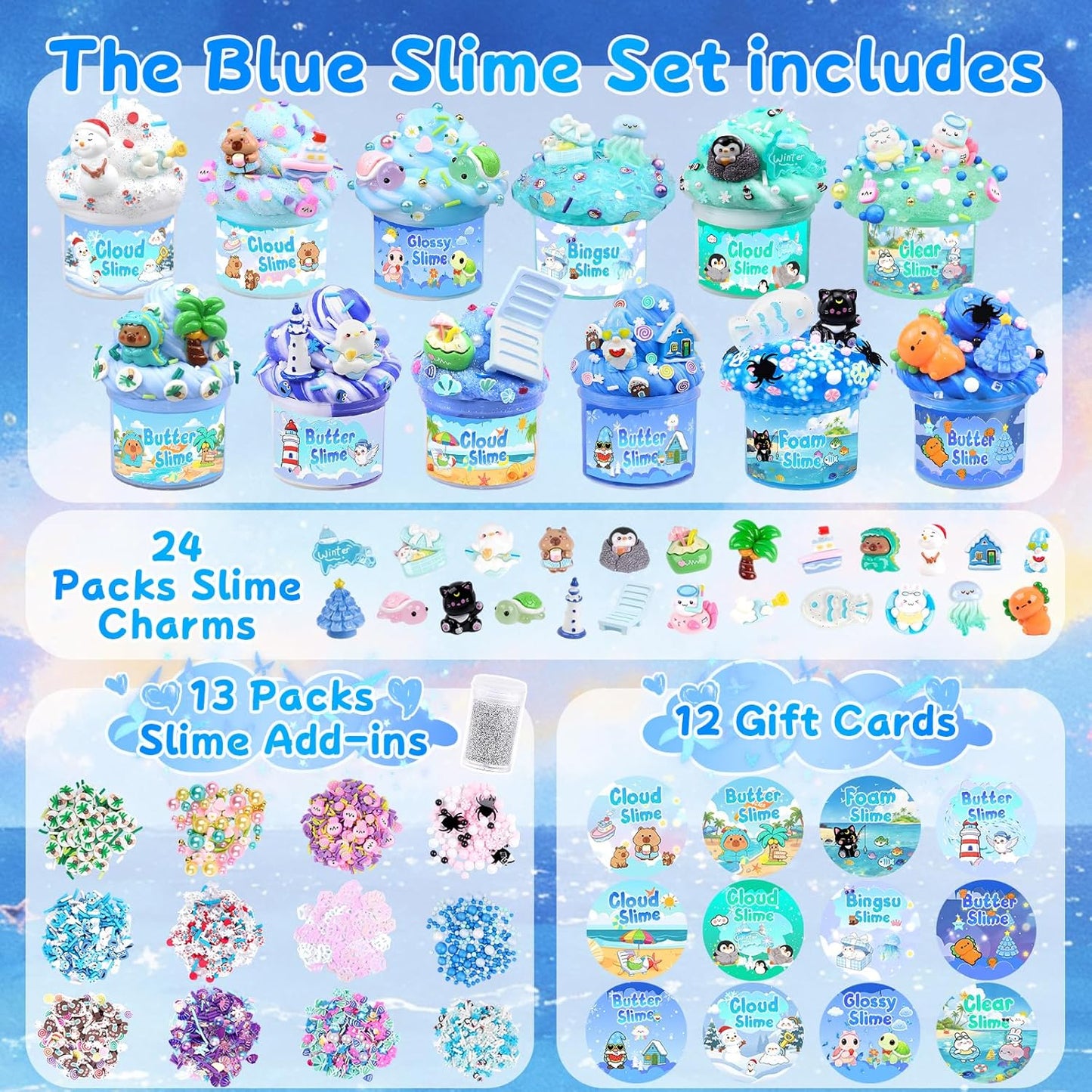 Cloud Slime kit for Girls Ages 8-12, Toys for Girls and Boys, for Kids Slime Set Party kit Goodie Bag Stuffers, 4 5 6 7 8 9 10 Year Old Girl Birthday Gift Cute Stuff Quick Pick Grocers