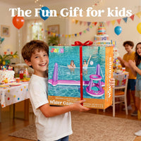 JOYIN Inflatable Pool Float Set Volleyball Net & Basketball Hoops, Balls Included for Kids and Adults Swimming Game Toy, Summer Floaties, Volleyball Court |Basketball Quick Pick Grocers