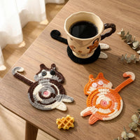 Cat Gifts for Cat Lovers Cat Coaster Woven Creative Cute Cat Coaster Insulation Coaster Coffee and Tea Coaster Desktop Gifts Quick Pick Grocers