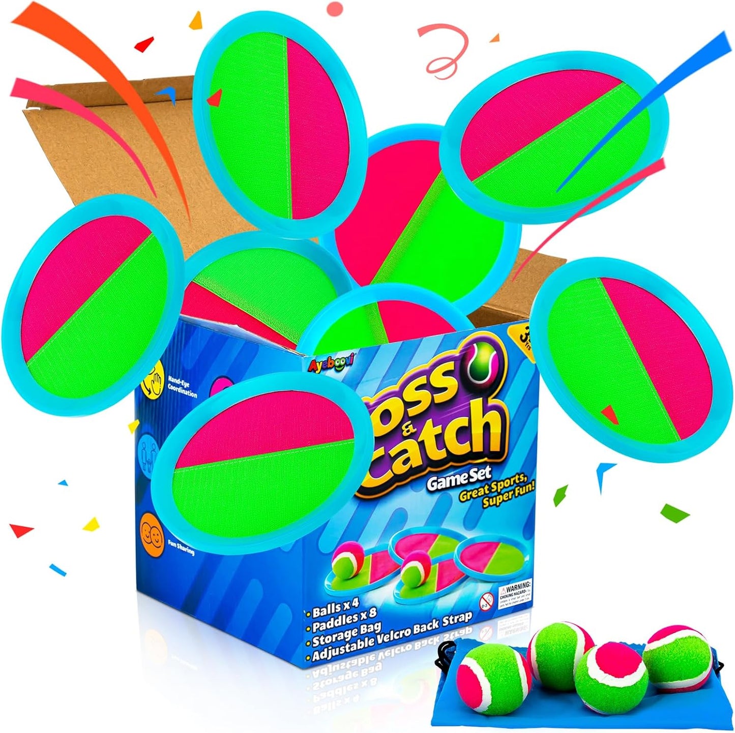 Ayeboovi Toss and Catch Ball Outdoor Beach Pool Toys for 3 4 5 6 7 8 Year Old Boys Girls Birthday Gifts Easter Basket Stuffers Outside Yard Games for Kids and Family Activities Quick Pick Grocers