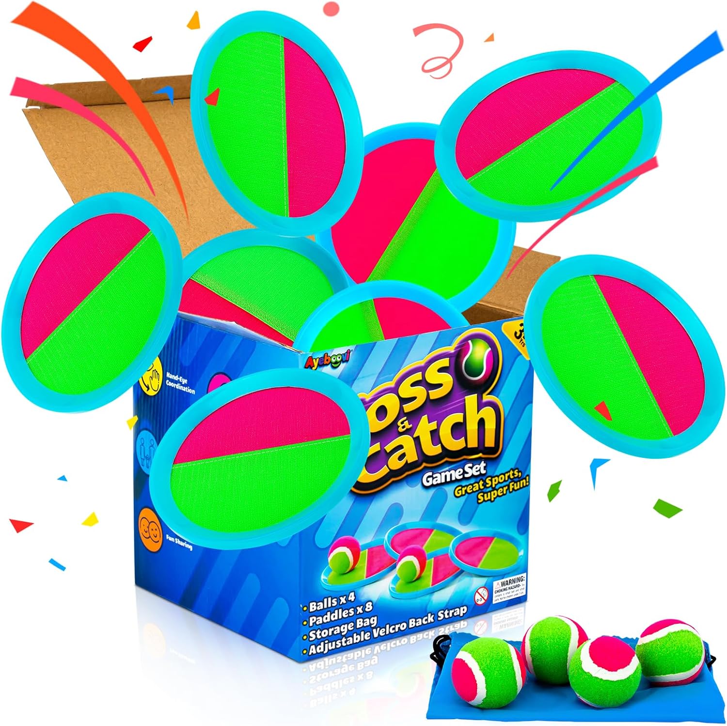 Ayeboovi Toss and Catch Ball Outdoor Beach Pool Toys for 3 4 5 6 7 8 Year Old Boys Girls Birthday Gifts Easter Basket Stuffers Outside Yard Games for Kids and Family Activities Quick Pick Grocers