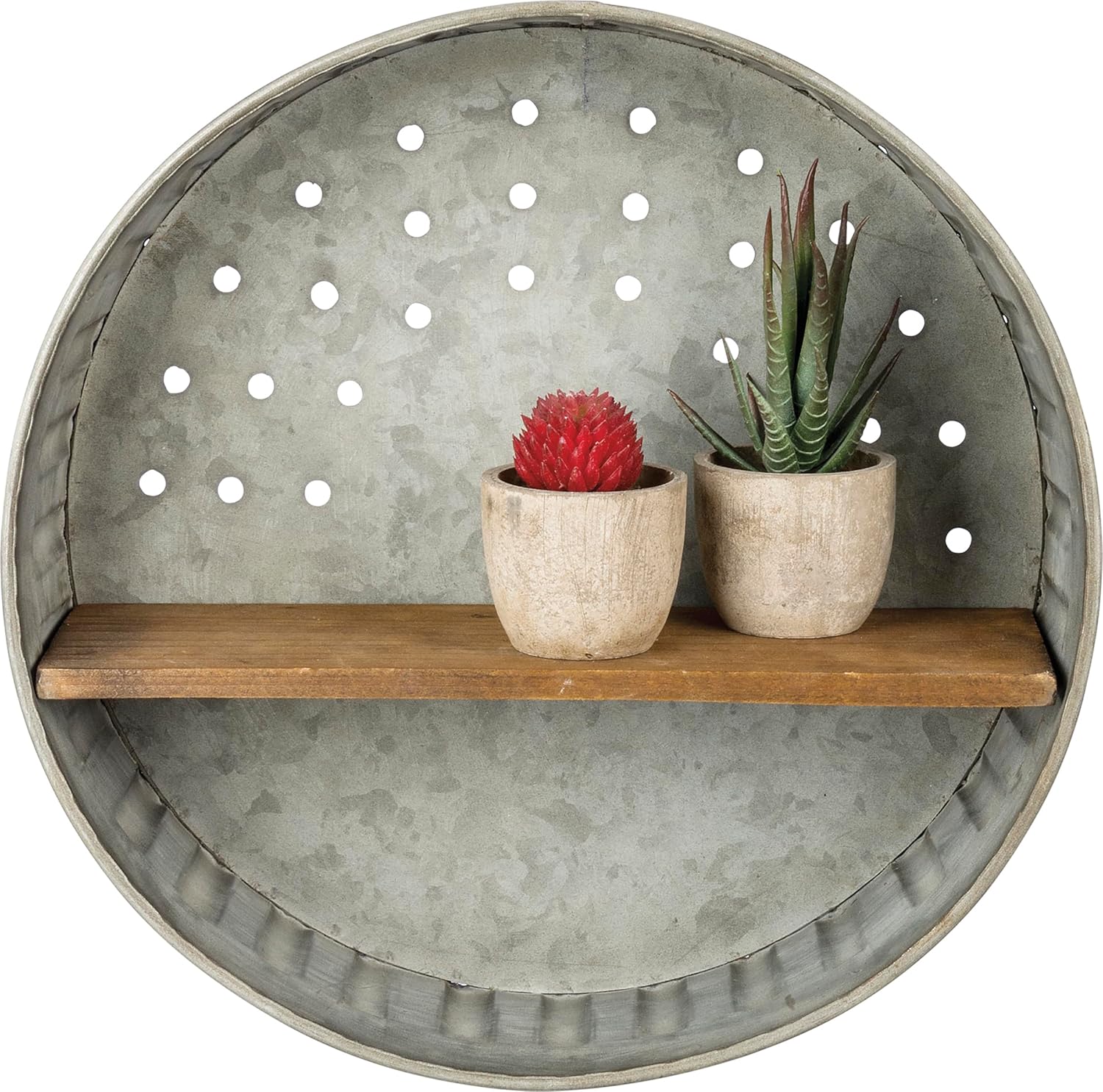Primitives by Kathy 38024 Distressed Wall Shelf, Metal and Wood Quick Pick Grocers