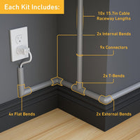 D-Line 157in Cord Hider Kit, Patented Cable Cover, Hide Wires on Wall, Channel for TV Mount Cords, Raceway Wire Hiders, Paintable, Adhesive, Half Round Quick Pick Grocers