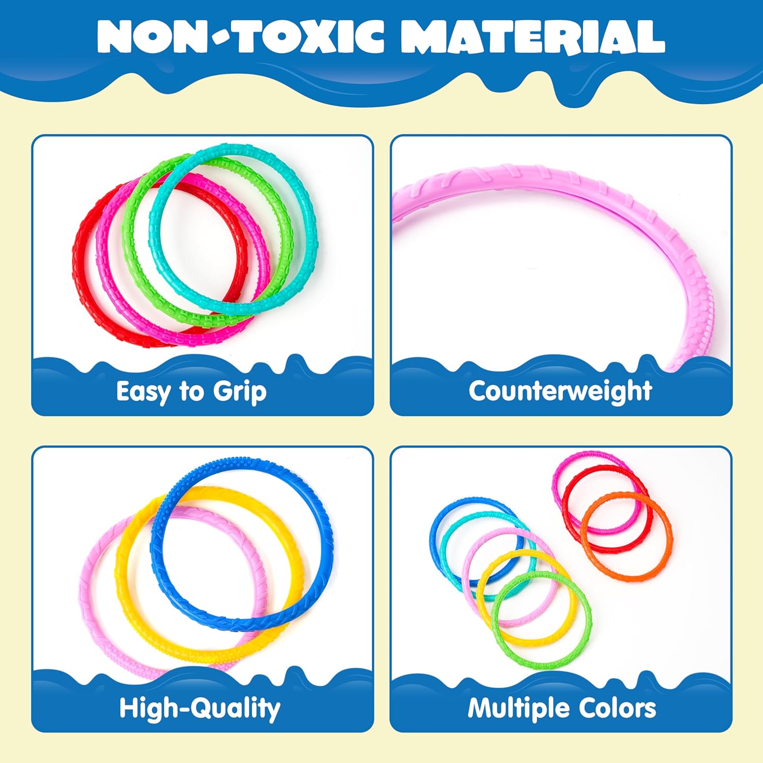 JOYIN Dive Circles Pool Toys, 8 Pcs Colorful Pool Rings for Kids, Underwater Training Swimming Diving Toy for Kids Gifts Summer Swim Water Fun Games Quick Pick Grocers