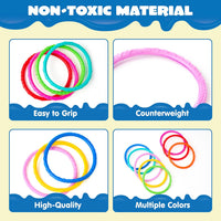 JOYIN Dive Circles Pool Toys, 8 Pcs Colorful Pool Rings for Kids, Underwater Training Swimming Diving Toy for Kids Gifts Summer Swim Water Fun Games Quick Pick Grocers