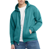 Hanes Men's Full-Zip Eco-Smart Hoodie, Light Blue, XX-Large Econic Blanks