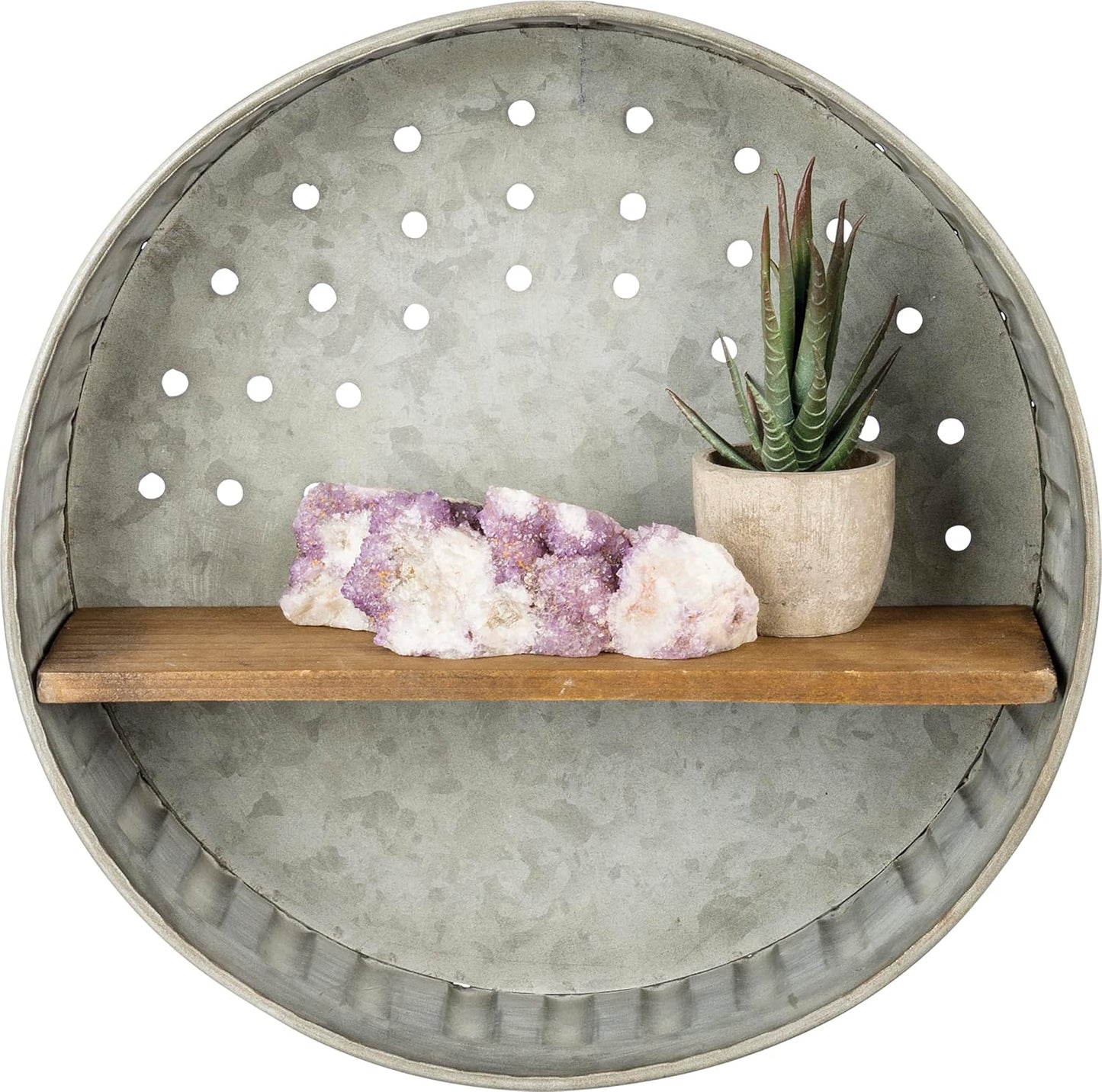 Primitives by Kathy 38024 Distressed Wall Shelf, Metal and Wood Quick Pick Grocers
