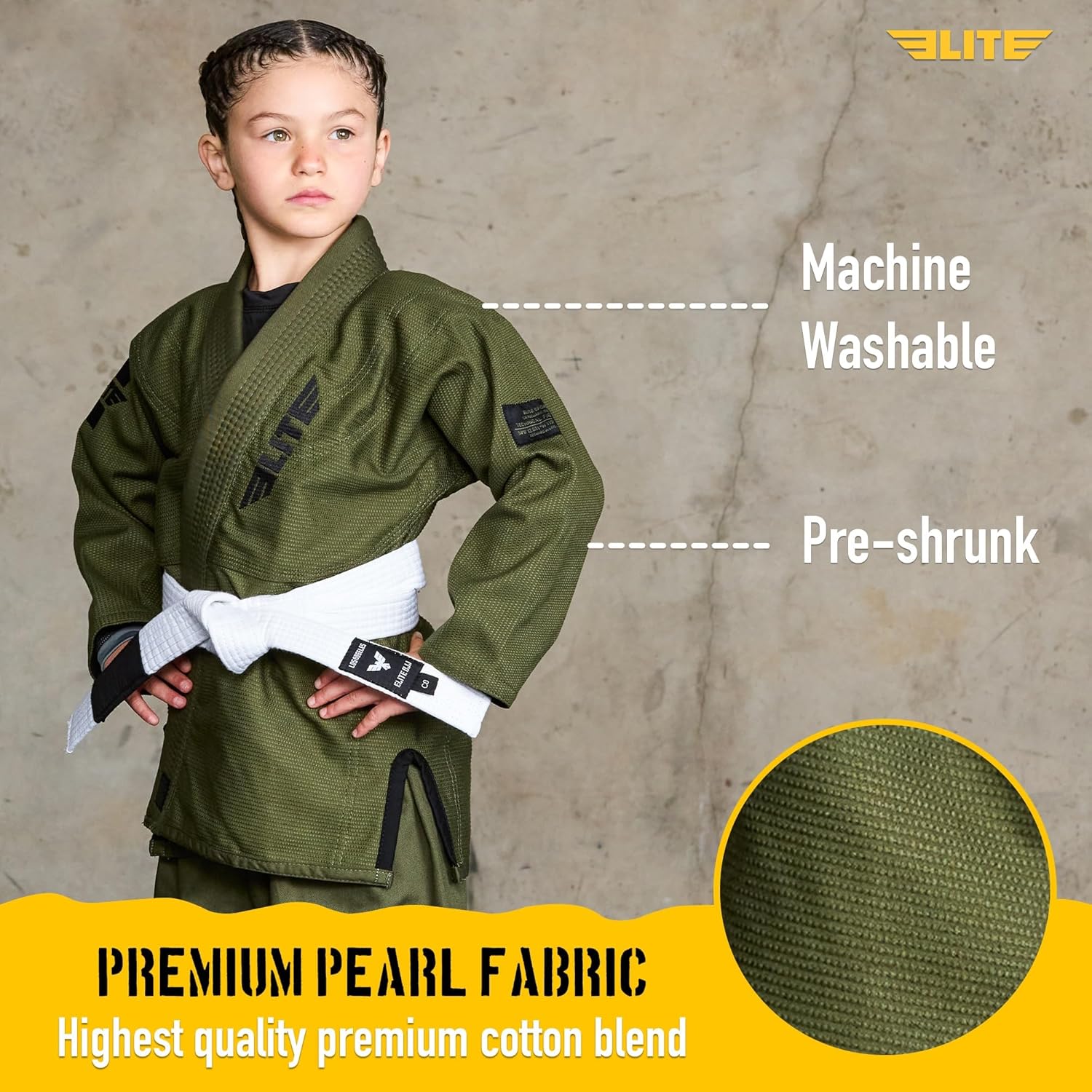 Elite Sports IBJJF Ultra Light BJJ Brazilian Jiu Jitsu Gi for Kids with Preshrunk Fabric and Free Belt Quick Pick Grocers
