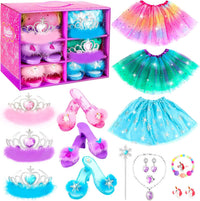 Princess Dress Up Shoes Set, Girls Dress Up Toys Toddler Jewelry Boutique Kit, 3 Themes of Unicorn Mermaid Ice Princess Costumes Set, Pretend Play Gifts for Little Girls Aged 3-6 Years Old Quick Pick Grocers