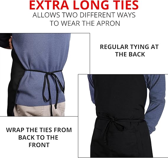 Utopia Kitchen 2 Pack Bib Apron, Adjustable with 2 Pockets, Water and Oil Resistant, Cooking Kitchen Chef Apron for Women Men Quick Pick Grocers