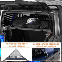 Hooke Road Rear Trunk Cargo Rack Basket Tray for 2007-2026 Jeep Wrangler JK JL 4-Door Hardtops, Sturdy Steel Shelf for Camping Trip Gear Quick Pick Grocers
