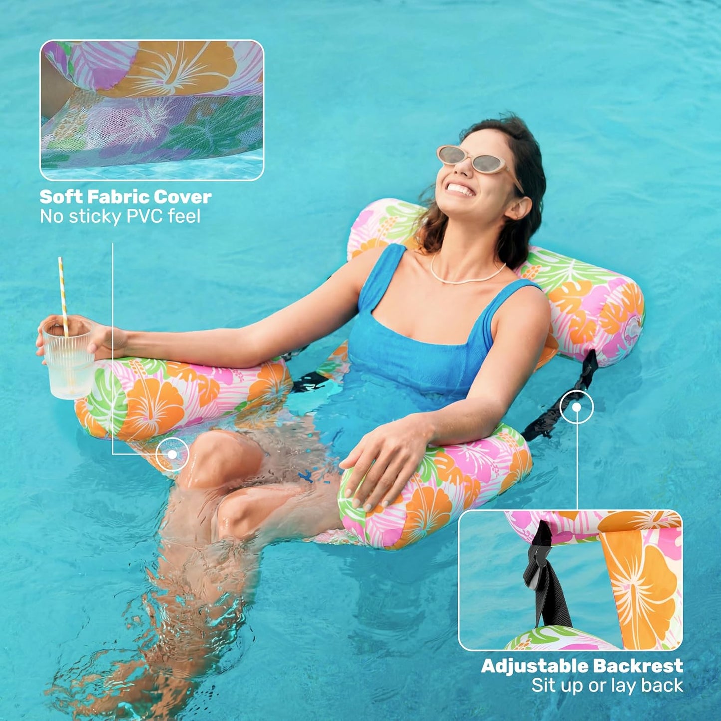 SLOOSH Inflatable Pool Floats Adult,2 Packs Floating Lounge Chairs,Blow up Pool Noodles for Adult Heavy Duty,Floating Chair for Party Summer Water Beach Lake Fun Quick Pick Grocers