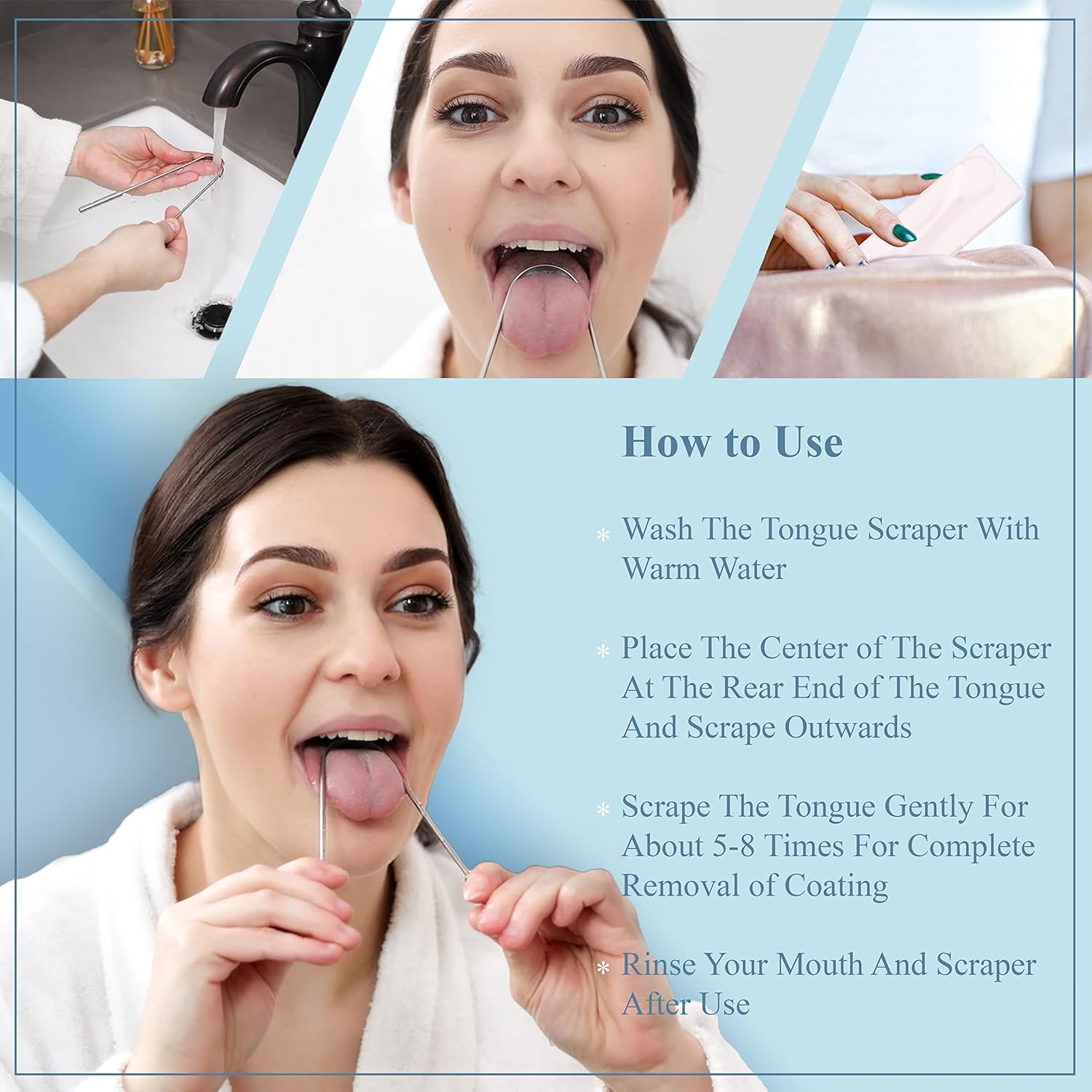 MasterMedi Tongue Scraper with Case Easy to Use Tongue Scraper for Adults, Tongue Cleaner for Oral Care & Hygiene (Single Pack (with Travel Case)) Quick Pick Grocers