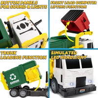 JOYIN Large Friction Powered Garbage Truck Toy Set, Includes Dumpster, Trash Bins, and Learning Cards for Kids Quick Pick Grocers