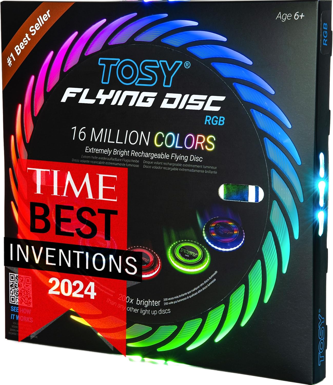 TOSY Flying Disc - 108 RGB Multicolor or 36 Monocolor LEDs, Super Bright, Smart Modes, Easter Basket Stuffers Gift, Camping Toy for Kid/Teen/Adult, Auto Light Up, Rechargeable, Waterproof, 175g Quick Pick Grocers