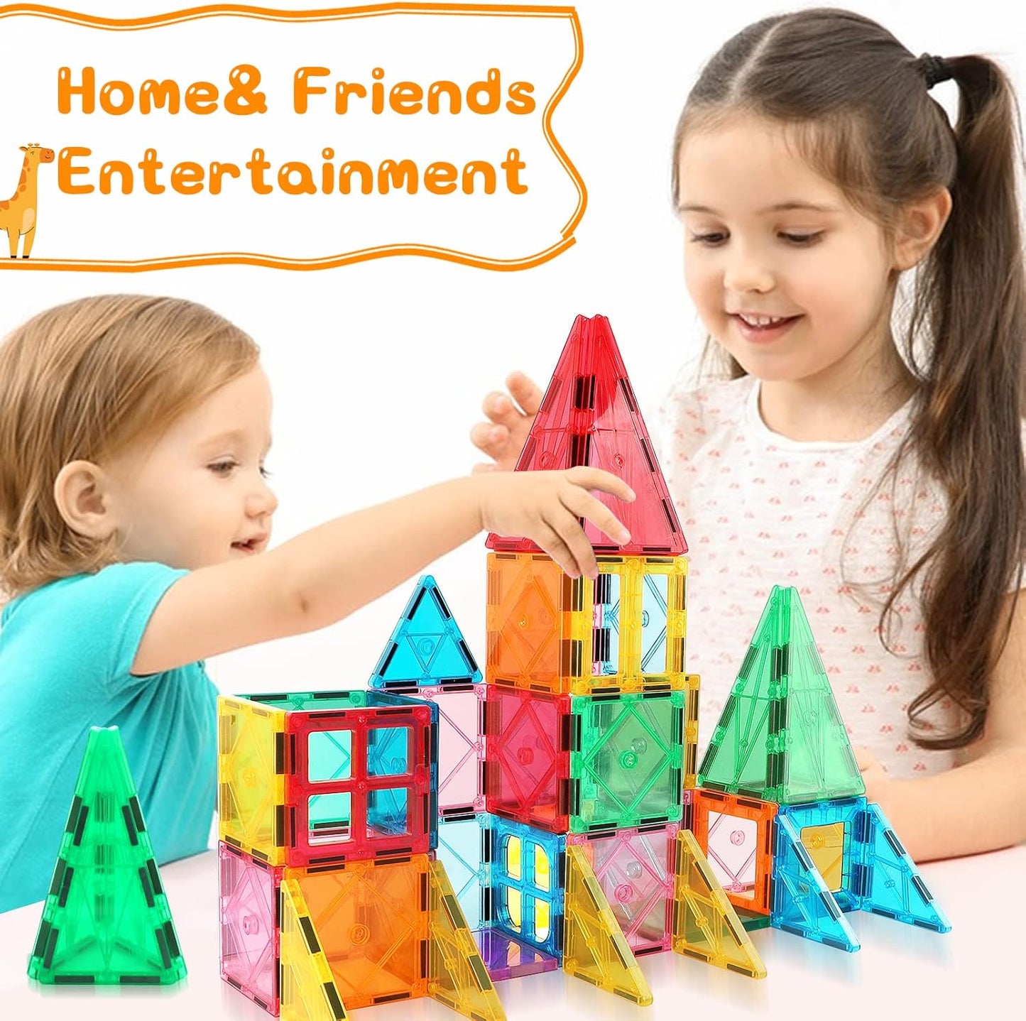 Magnetic Tiles Building Blocks for 3 4 5 6 7 8+ Years Old Boys Girls Colorful Magnet Stacking Toys Birthday Gift for Toddlers STEM Preschool Educational Construction Tiles Set Quick Pick Grocers