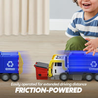 JOYIN Large Friction Powered Garbage Truck Toy Set, Includes Dumpster, Trash Bins, and Learning Cards for Kids Quick Pick Grocers