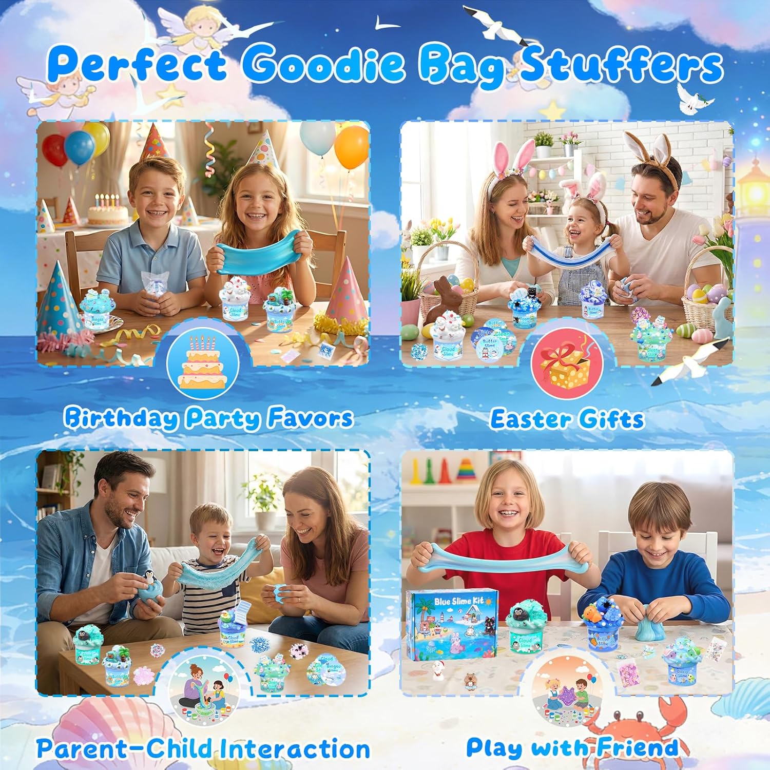 Cloud Slime kit for Girls Ages 8-12, Toys for Girls and Boys, for Kids Slime Set Party kit Goodie Bag Stuffers, 4 5 6 7 8 9 10 Year Old Girl Birthday Gift Cute Stuff Quick Pick Grocers
