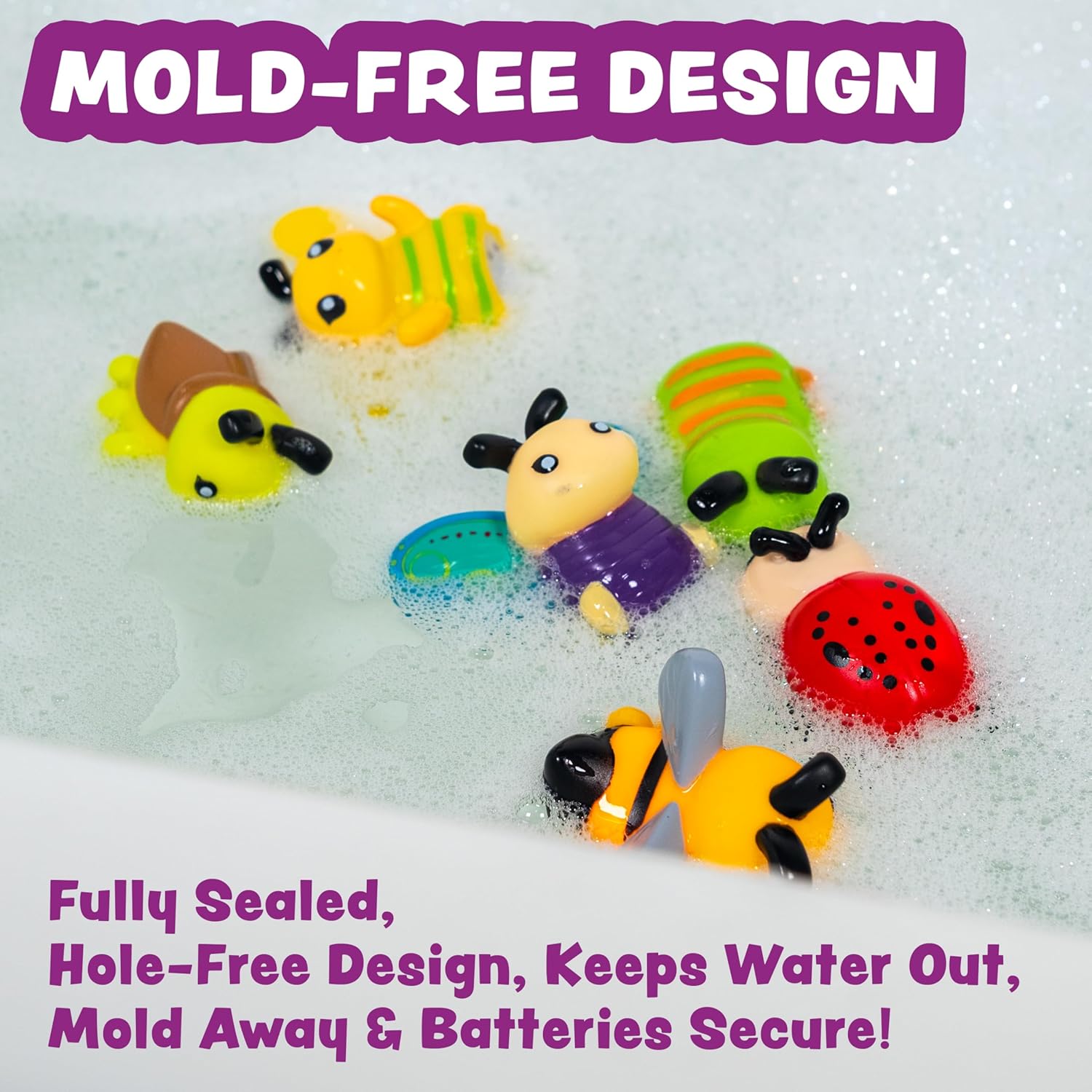 Tub Works® Bugs™ Light Up Bath Toys, 6 Pack | Water-Activated Light Up Toys Flash & Change Color | Easy-Grip Baby Girl & Toddler Bath Toys | Sensory Bathtub Toys with Bath Lights Quick Pick Grocers