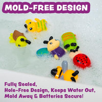Tub Works® Bugs™ Light Up Bath Toys, 6 Pack | Water-Activated Light Up Toys Flash & Change Color | Easy-Grip Baby Girl & Toddler Bath Toys | Sensory Bathtub Toys with Bath Lights Quick Pick Grocers