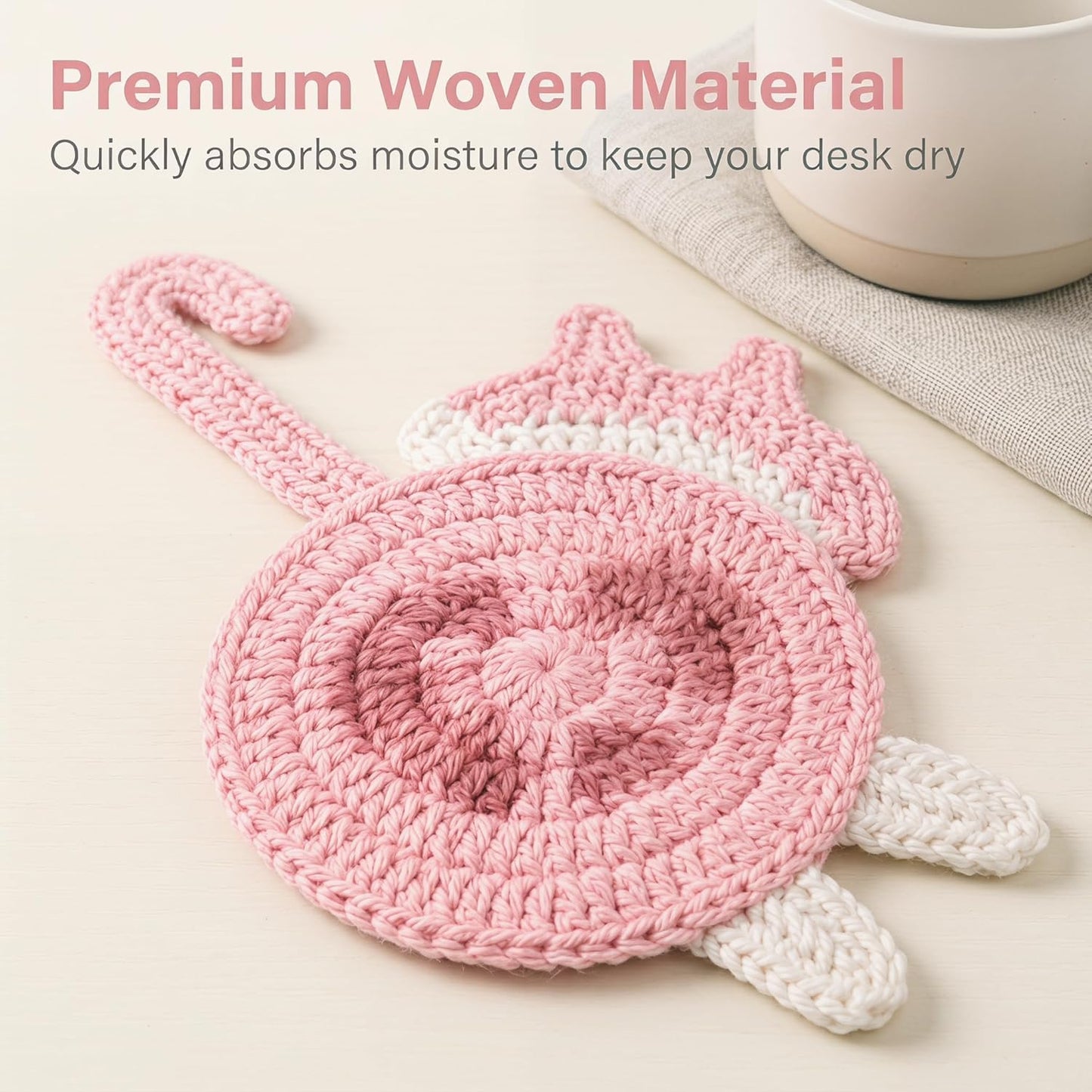 Cat Gifts for Cat Lovers Cat Coaster Woven Creative Cute Cat Coaster Insulation Coaster Coffee and Tea Coaster Desktop Gifts Quick Pick Grocers