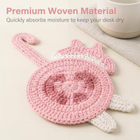 Cat Gifts for Cat Lovers Cat Coaster Woven Creative Cute Cat Coaster Insulation Coaster Coffee and Tea Coaster Desktop Gifts Quick Pick Grocers