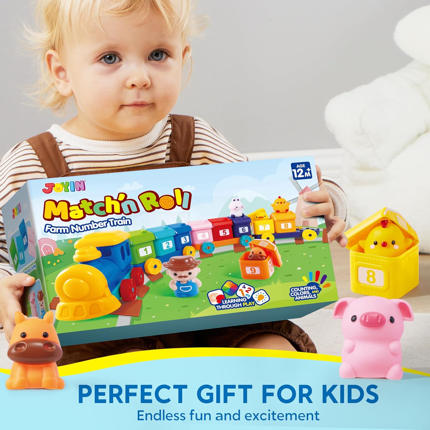 Play-Act Learning Toy for Toddlers 1 2 3 Years Old, Counting, Matching & Sorting Montessori Learning Farm Train Including 9 Farm Animals, Birthday Gift for Baby Boys Girls Quick Pick Grocers