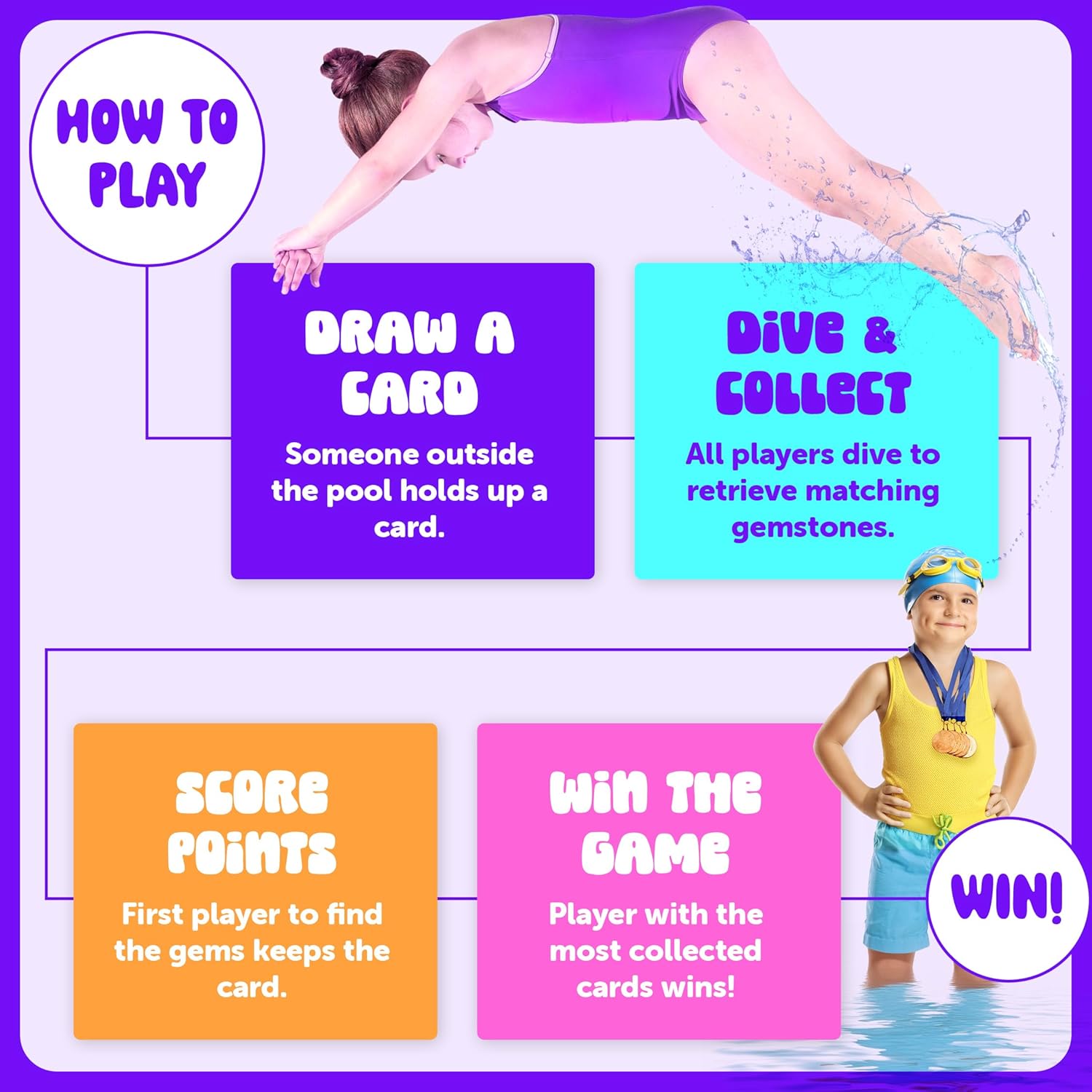 Dan&Darci Pool Gem Hunt Diving Game for Kids - Pools Toys for Kid Ages 6 7 8 9 10 11 12 Year Old - Water Games Swimming Dive Toy - Gifts for Girls, Boy Ages 6-8, 8-12, Summer Fun Quick Pick Grocers