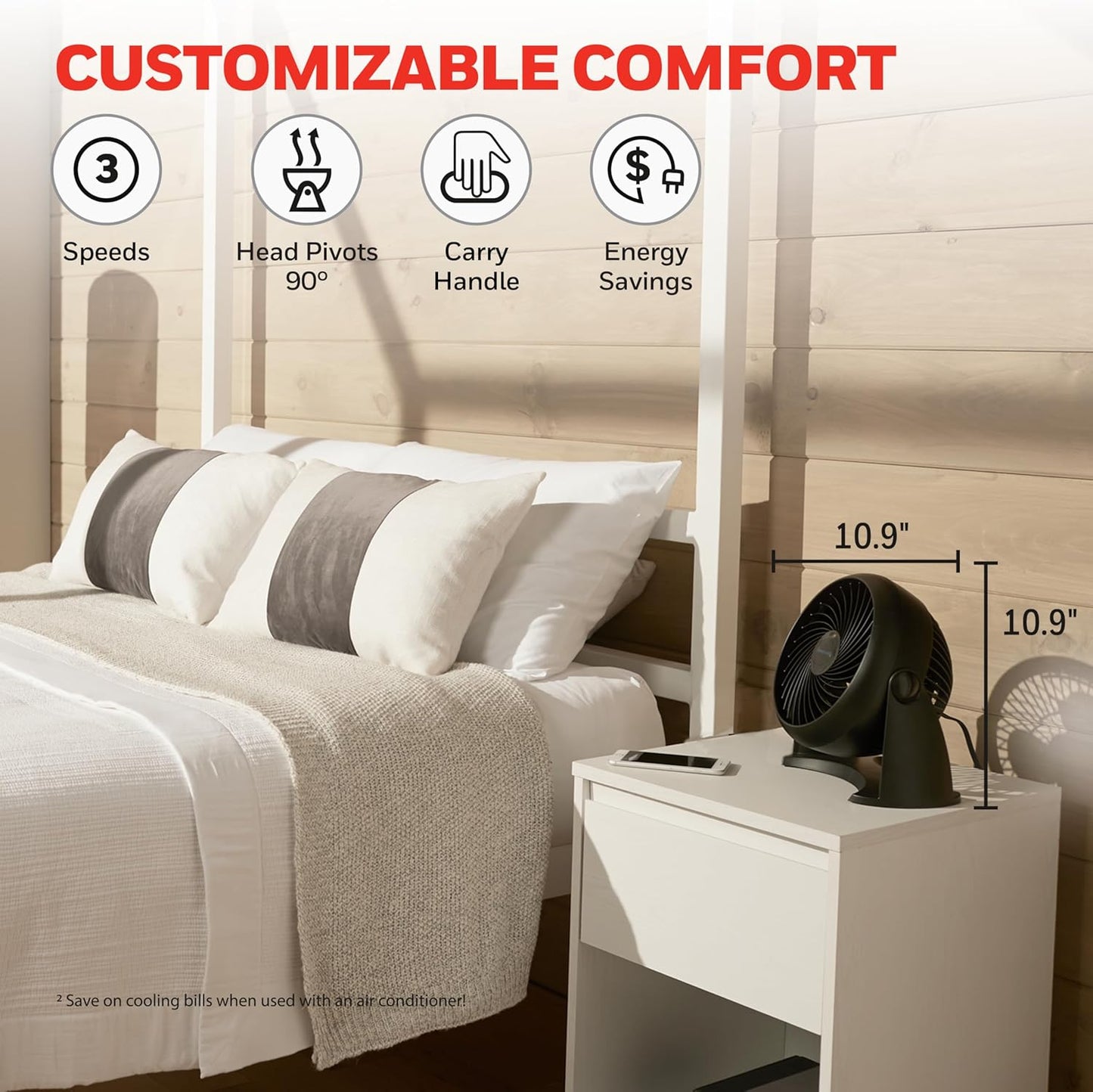 Honeywell TurboForce Air Circulator, Small Tabletop Fan, Quiet Personal Fan for Home or Office, 3 Speeds, 90 Degree Pivoting Head Quick Pick Grocers