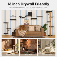 FUKUMARU Cat Wall Shelves, Stable & Safe 4 in 1 Cat Walls Furniture Set, Wooden Kitten Climbing Wall with Scratching Post for 16 Inch Drywall Quick Pick Grocers